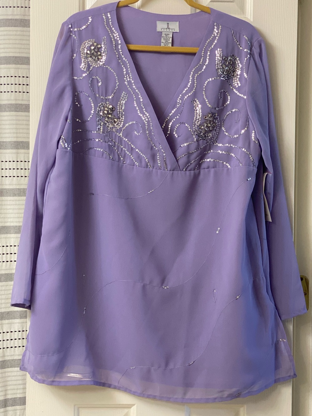 JL Studio Lavender Sequin-Embellished V-Neck Tunic Size 1X